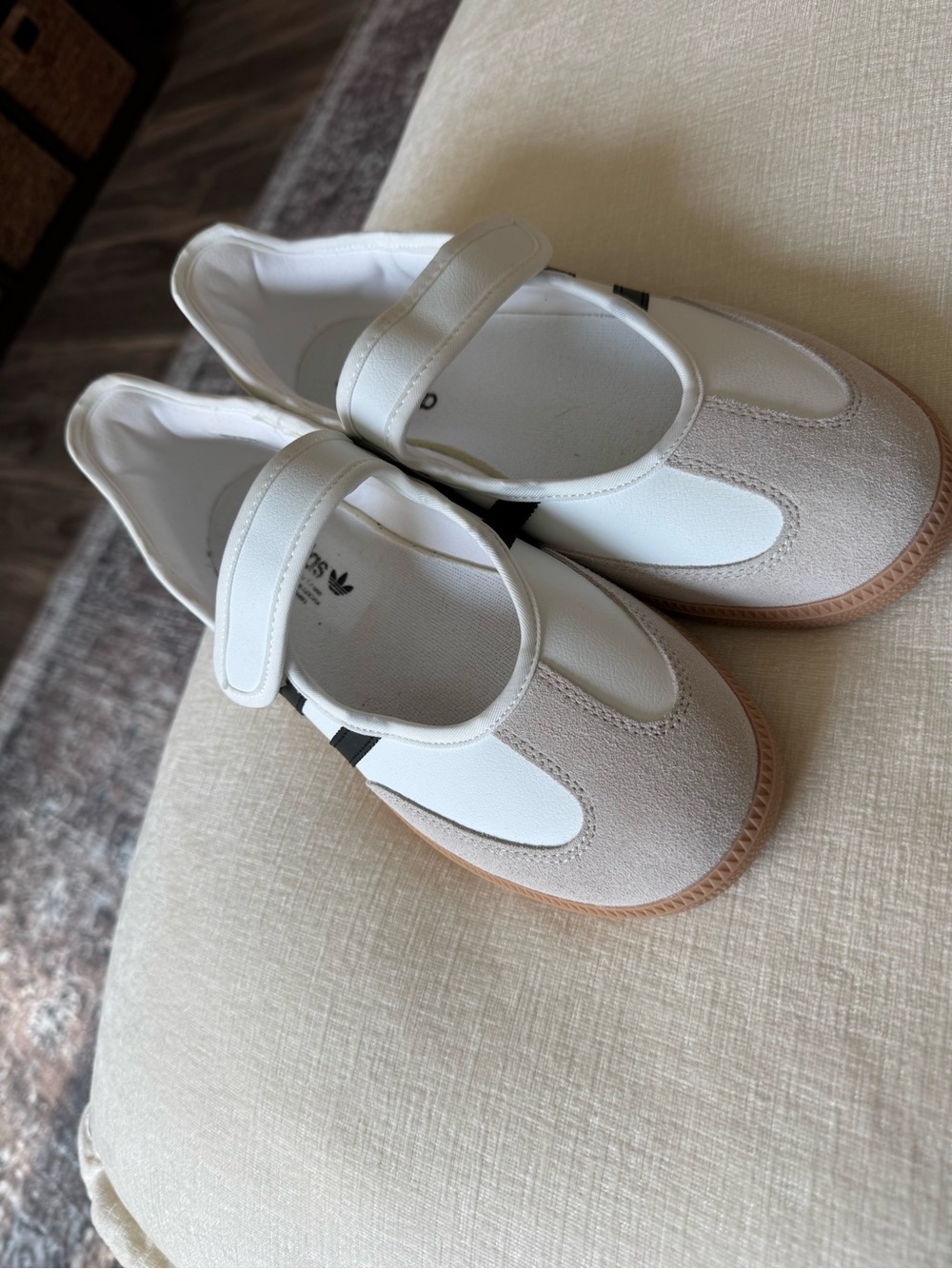 adidas White and Gum Mary Jane Flats